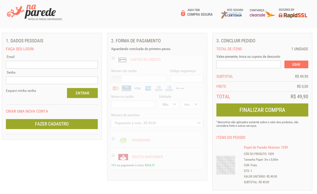 one page checkout
