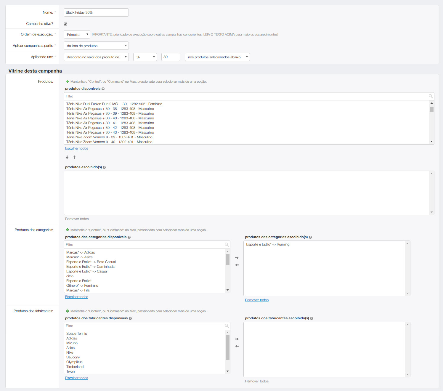 Plataforma Shoppub – Recursos de Campanhas