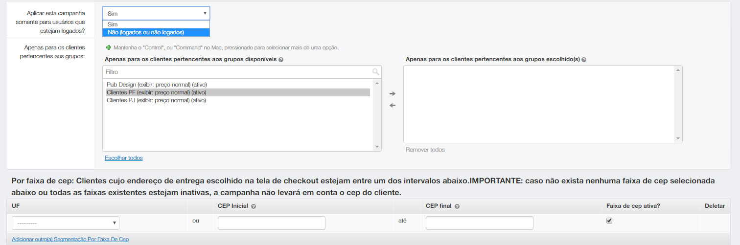 Plataforma Shoppub – Recursos de Campanhas