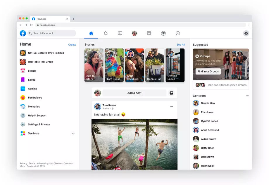 F8: Novo layout do Facebook